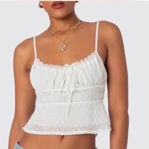 Wendy Tie Back Lace Crop Camisole Top NWT Small